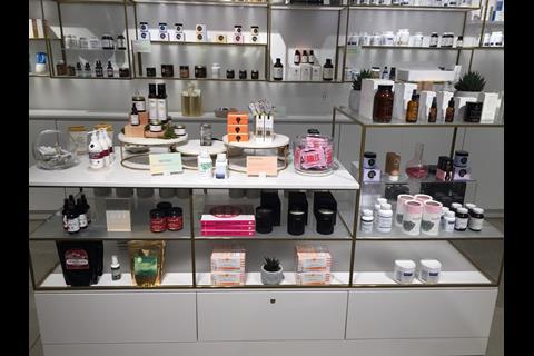 The array of CBD products on display at Clean Market